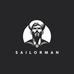 sailor man logo vector illustration with ink drawing style