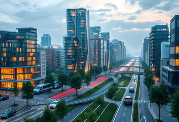 Obraz premium A city with all kinds of technology of the future