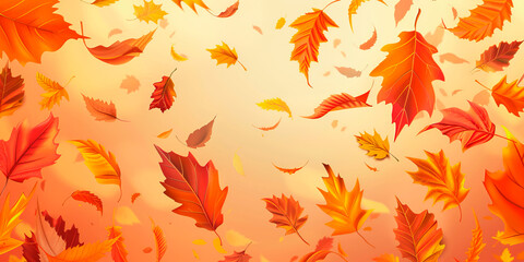 Obraz premium Banner autumn orange maple leaves on a orange background. Autumn background. Copy space.
