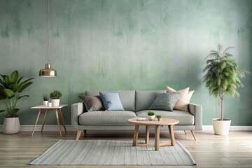 Soft, calming green and grey ombre wallpaper with subtle gradient effect, adding a touch of natural serenity to any modern interior design or architectural space.