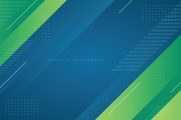 abstract background of blue and green diagonal lines with modern transparent white ornaments