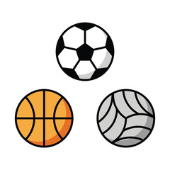 Football Volleyball and Basketball balls icons design. Isolated multisport sign.