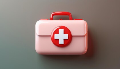 Obraz premium A first aid kit featuring a red cross symbol, perfect for healthcare and emergency preparedness themes.