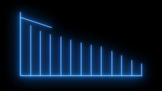 Down business graph icon animation on black background.