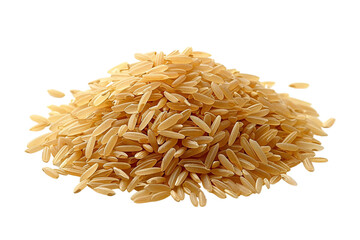 Pile of brown rice grains, isolated against a transparent background