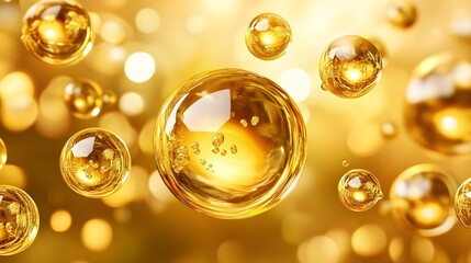 Golden Oil Bubbles Abstract Motion for Cosmetics Marketing