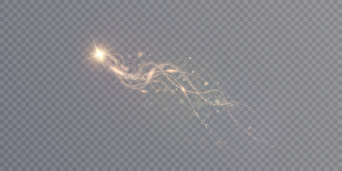 Golden magic light effect with many sparkling particles and shimmering light effects. © Valeriia