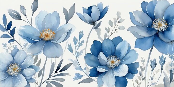 blue and grey flower wallpaper