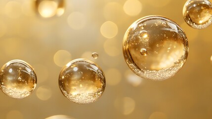 Golden Oil Bubbles Abstract Motion for Cosmetics Marketing