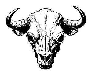 Cow skull. Black and white vector isolated illustration