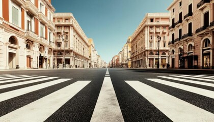 Fototapeta premium Historical city center with classic architecture, vibrant street scene, 3D illustration illustration 3D background, no blur, photo not dark, everything is clear, copy space