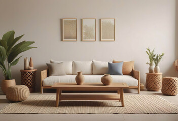 Living room featuring handmade artisan furniture.