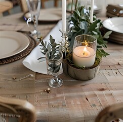 Close up of a rustic table setting