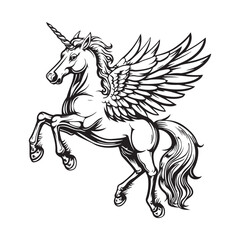 Unicorn Pegasus Vector image. Pegasus Vector Design Stock Illustrations