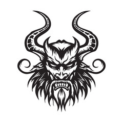 Demon Face Vector Art and Graphics  isolated on white background.