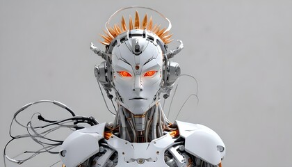 Fototapeta premium Isolated Cyborg Sun Wukong Robotic Chinese Monkey God Background