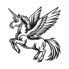 Unicorn Pegasus Vector image. Pegasus Vector Design Stock Illustrations
