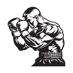 Boxer in action image vector. boxer with boxing gloves image vector