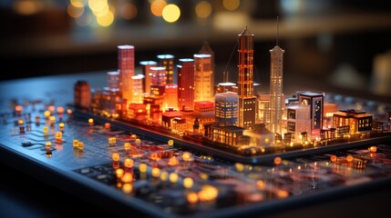 Cityscape Model on Circuit Board