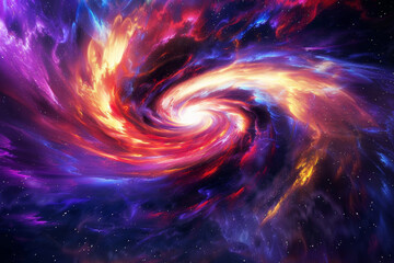 A colorful swirl of space with a bright yellow center