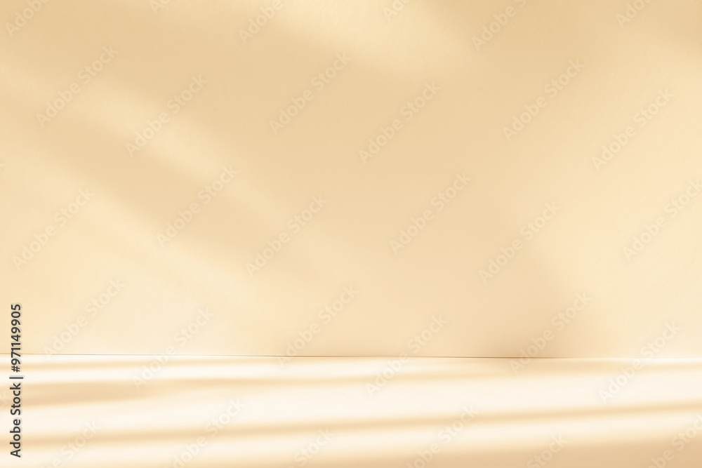 Aufkleber abstract pastel beige color studio background for product presentation. empty room with shadows of w