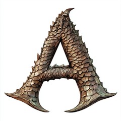 A detailed artistic representation of a dragon-inspired letter A with textured scales and claws