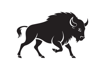 Fototapeta premium Bison silhouette vector illustration, Bison silhouette vector, Bison silhouette PNG