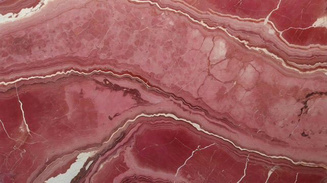 Polished rhodonite stone with plain white background