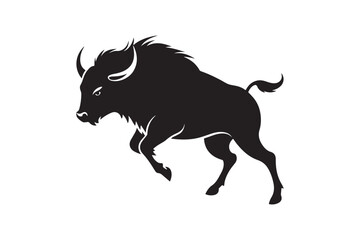 Bison silhouette vector illustration, Bison silhouette vector, Bison silhouette PNG