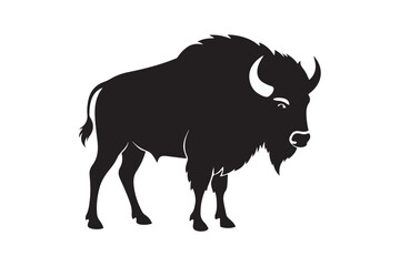 Bison silhouette vector illustration, Bison silhouette vector, Bison silhouette PNG
