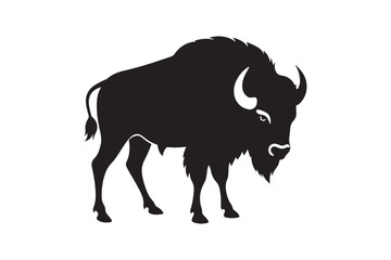 Bison silhouette vector illustration, Bison silhouette vector, Bison silhouette PNG