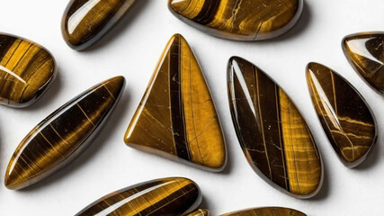 polished tiger eye with plain white background