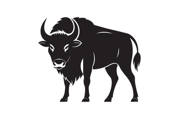 Bison silhouette vector illustration, Bison silhouette vector, Bison silhouette PNG