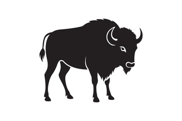 Bison silhouette vector illustration, Bison silhouette vector, Bison silhouette PNG