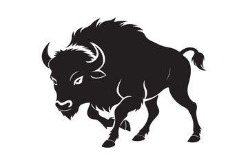Bison silhouette vector illustration, Bison silhouette vector, Bison silhouette PNG