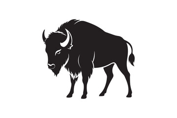 Bison silhouette vector illustration, Bison silhouette vector, Bison silhouette PNG
