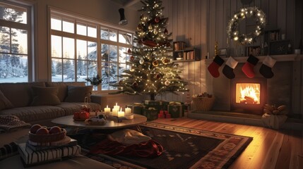 Cozy Christmas Scene Featuring Scandinavian Decor