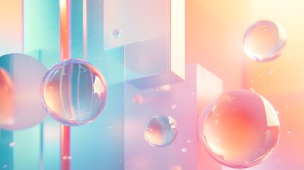 Floating holographic tech elements on a muted background with clean lines