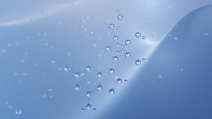 fludarabine molecular structure, 3d model molecule, antineoplastic agent, structural chemical formula view from a microscope