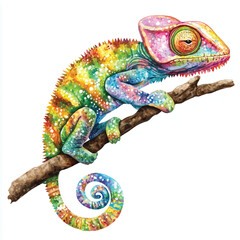 Naklejka premium cute Chameleon watercolor clipart illustration isolated