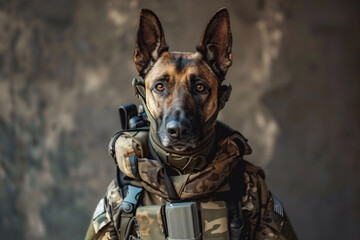 Obraz premium man with head of malinois