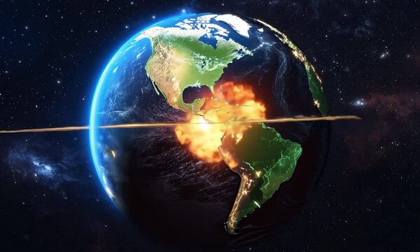 Apocalypse, end of the world, exploding earth, extinction. Generative AI