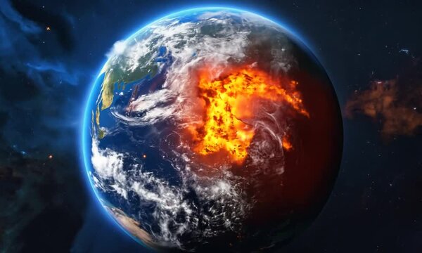 Apocalypse, end of the world, exploding earth, extinction. Generative AI