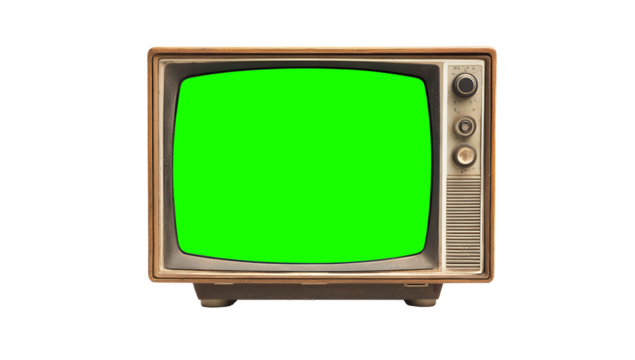 Vintage television with a green screen, ready for your content.