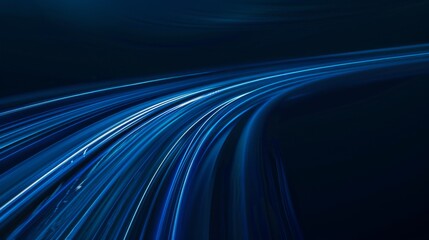 Dark Blue Light Streams Moving Sideways on Dark Background