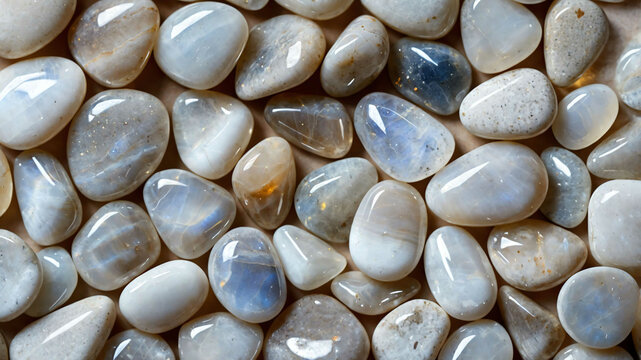 Tumbled moonstone with plain white background