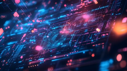 Obraz premium Floating holographic interfaces layered over a muted background with modern design