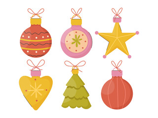 6 hand-drawn Christmas tree decorations