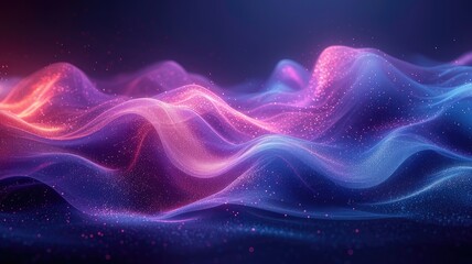 Obraz premium A vibrant abstract representation of flowing waves with a mix of colors and sparkles, evoking a sense of motion and depth.