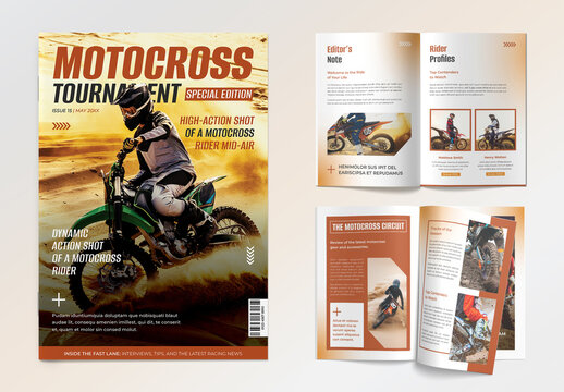 Motocross Tournament Sports Magazine Design Layout